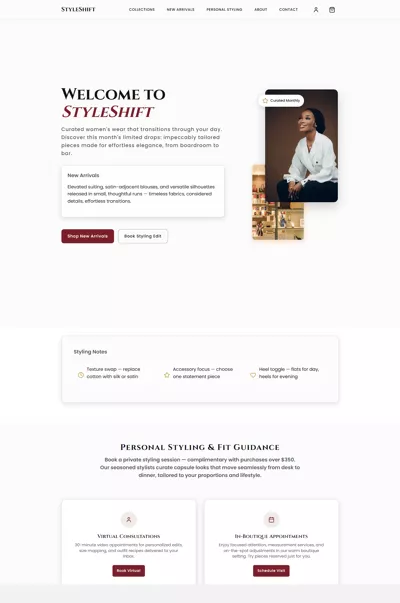 Styleshift website thumbnail